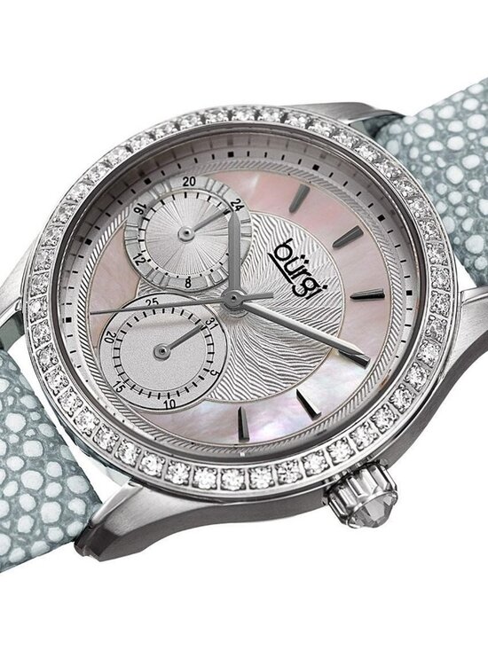 NWT Burgi Mother Of Pearl Dial Ladies Grey Polka Dot Watch main image 4